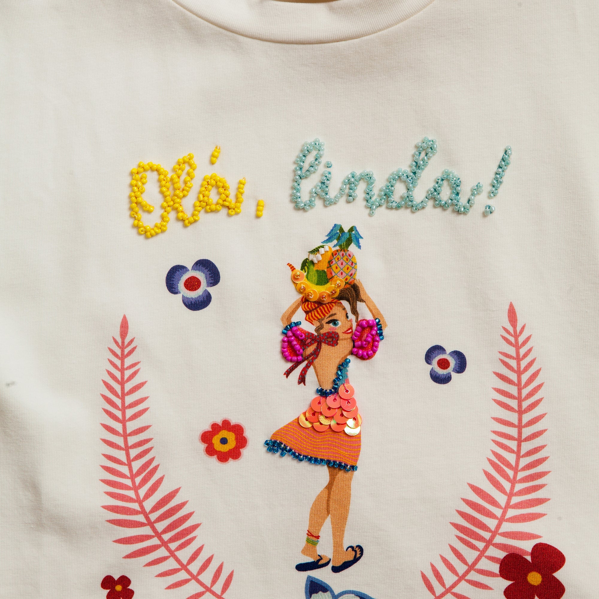 Тениска Olá Linda с ръчно изработени украси