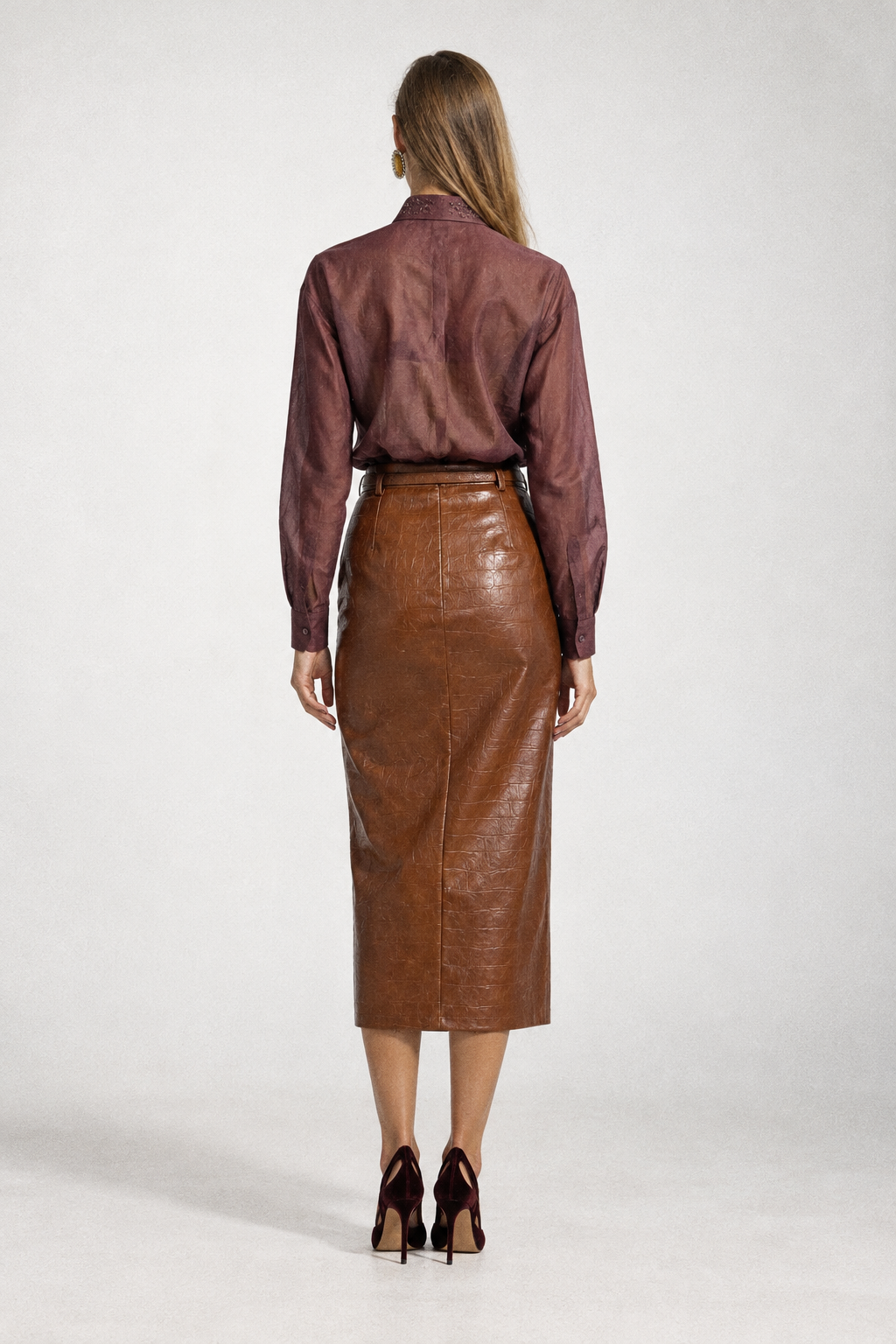 Mиди пола AMBRA с крокодилски релеф