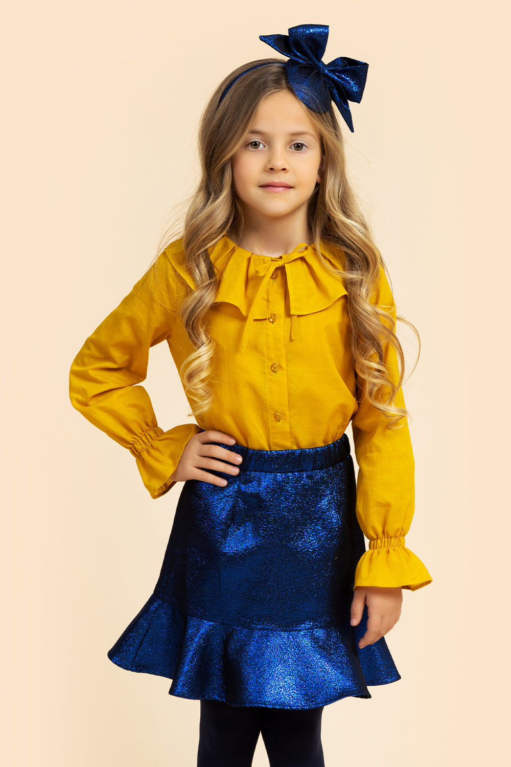 Памучна риза в горчично жълто